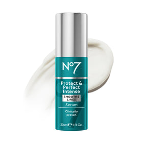No7 front packaging showing Protect & Perfect serum benefits