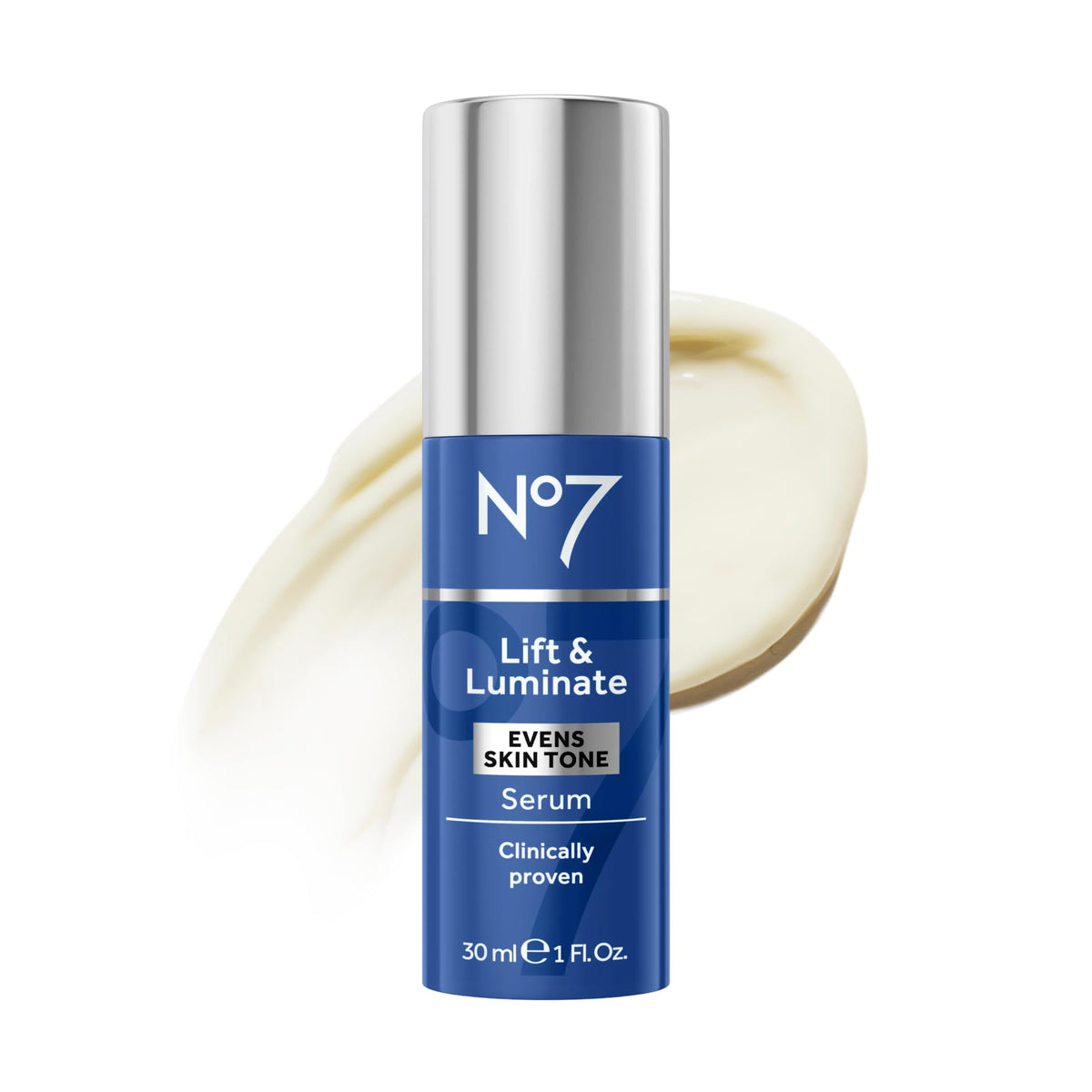 No7 front packaging showing bottle and branding with clear benefit