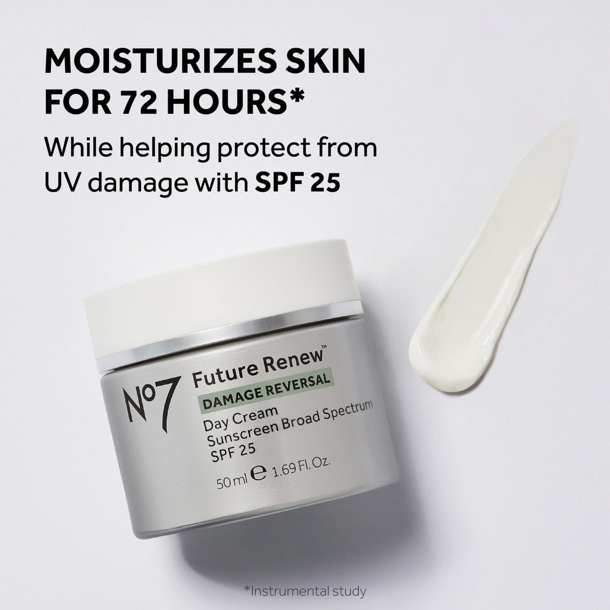No7 day cream open jar revealing cream texture and daily hydration benefit
