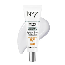No7 front bottle showing lightweight SPF 50 protection and sleek design