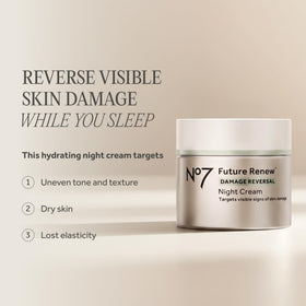 No7 jar open revealing cream texture and rich moisturizer for overnight repair