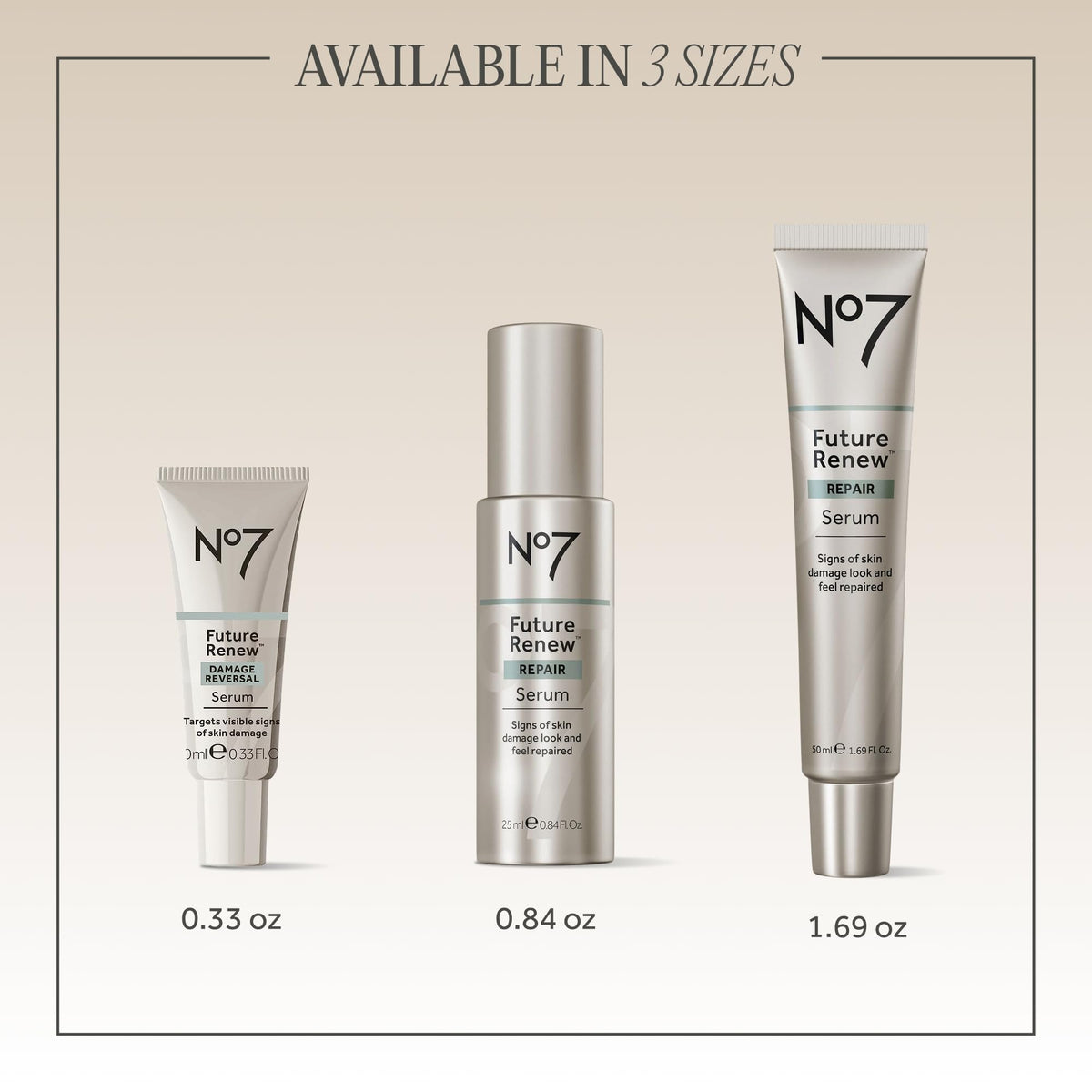 No7 bottle with outer box showing full product presentation benefit