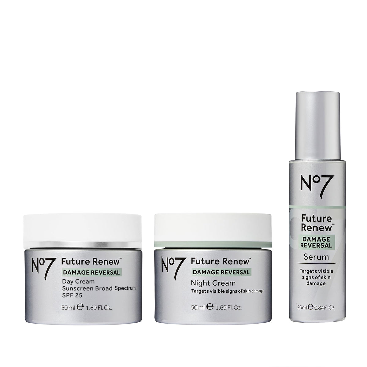 No7 set front packaging showing three-piece kit for easy routine benefit