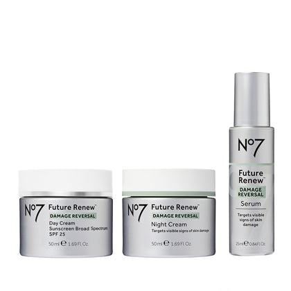 No7 set front packaging showing three-piece kit for easy routine benefit