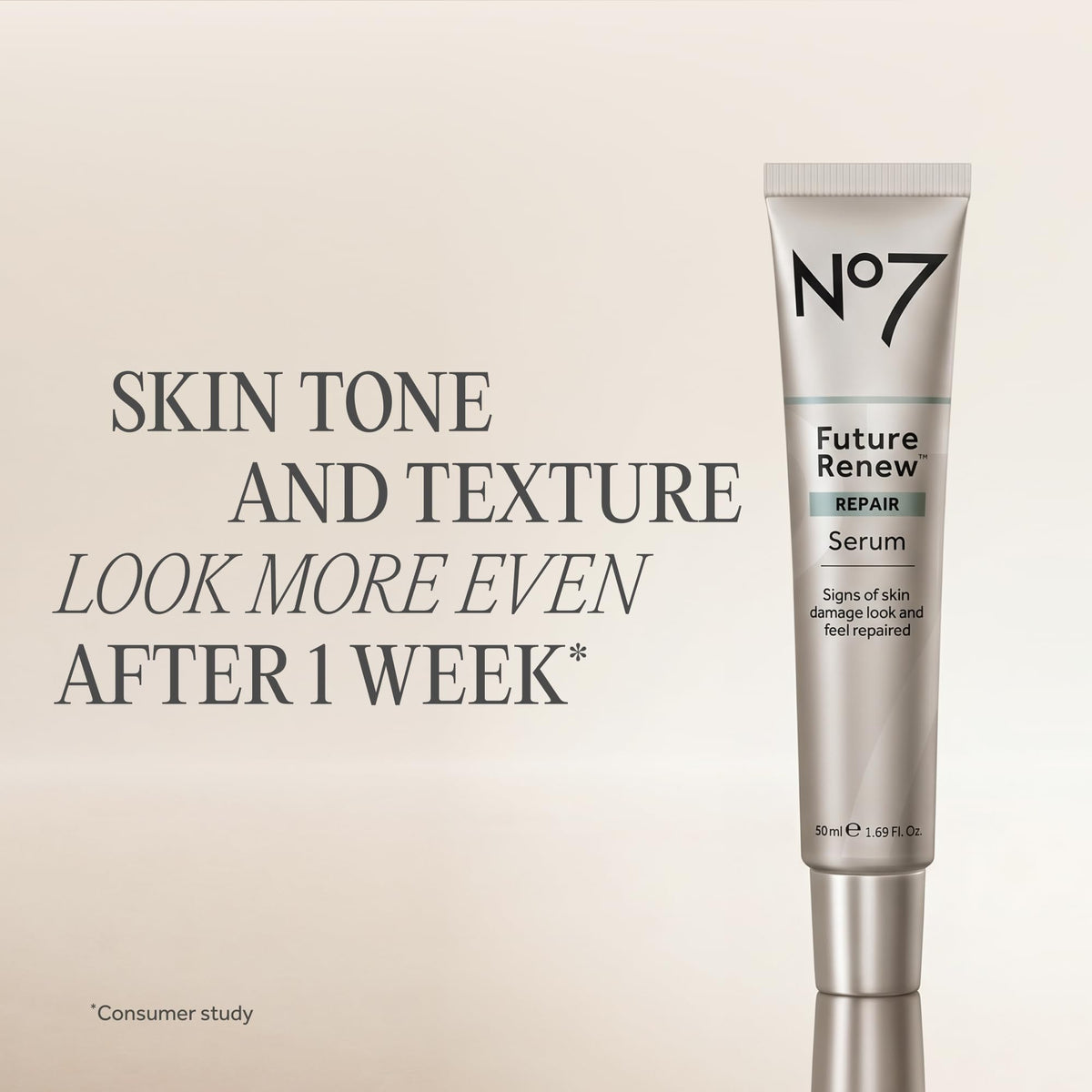 No7 serum texture spread on skin, showing fast-absorbing hydration benefit