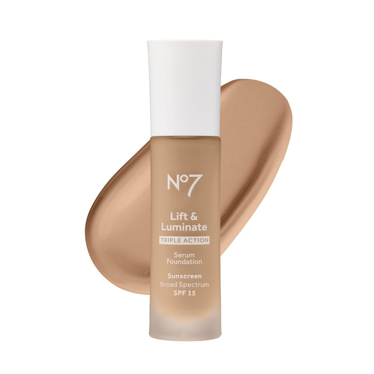 No7 front bottle in Honey showing label and elegant finish benefits