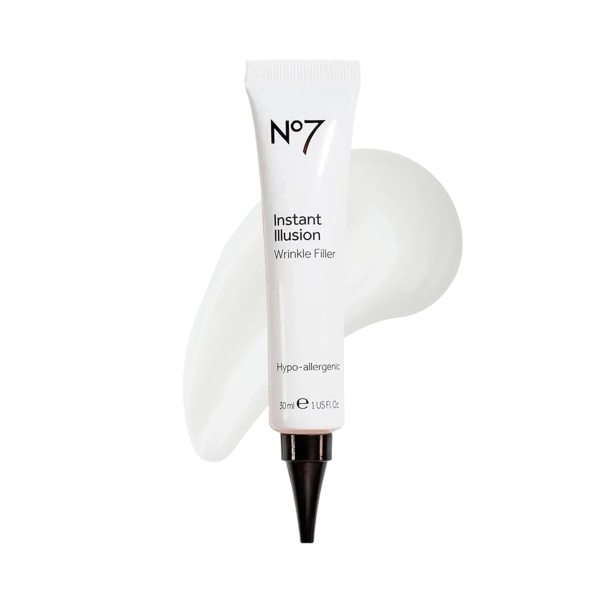 No7 front bottle view showing sleek packaging and immediate smoothing benefit