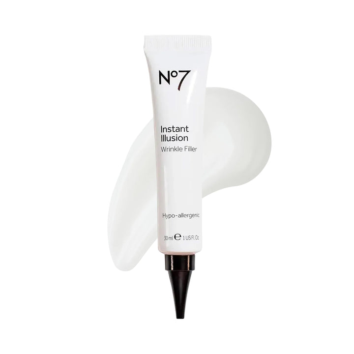 No7 front bottle view showing sleek packaging and immediate smoothing benefit