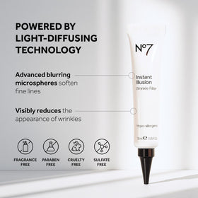 No7 texture close-up showing lightweight velvety serum and instant blur effect