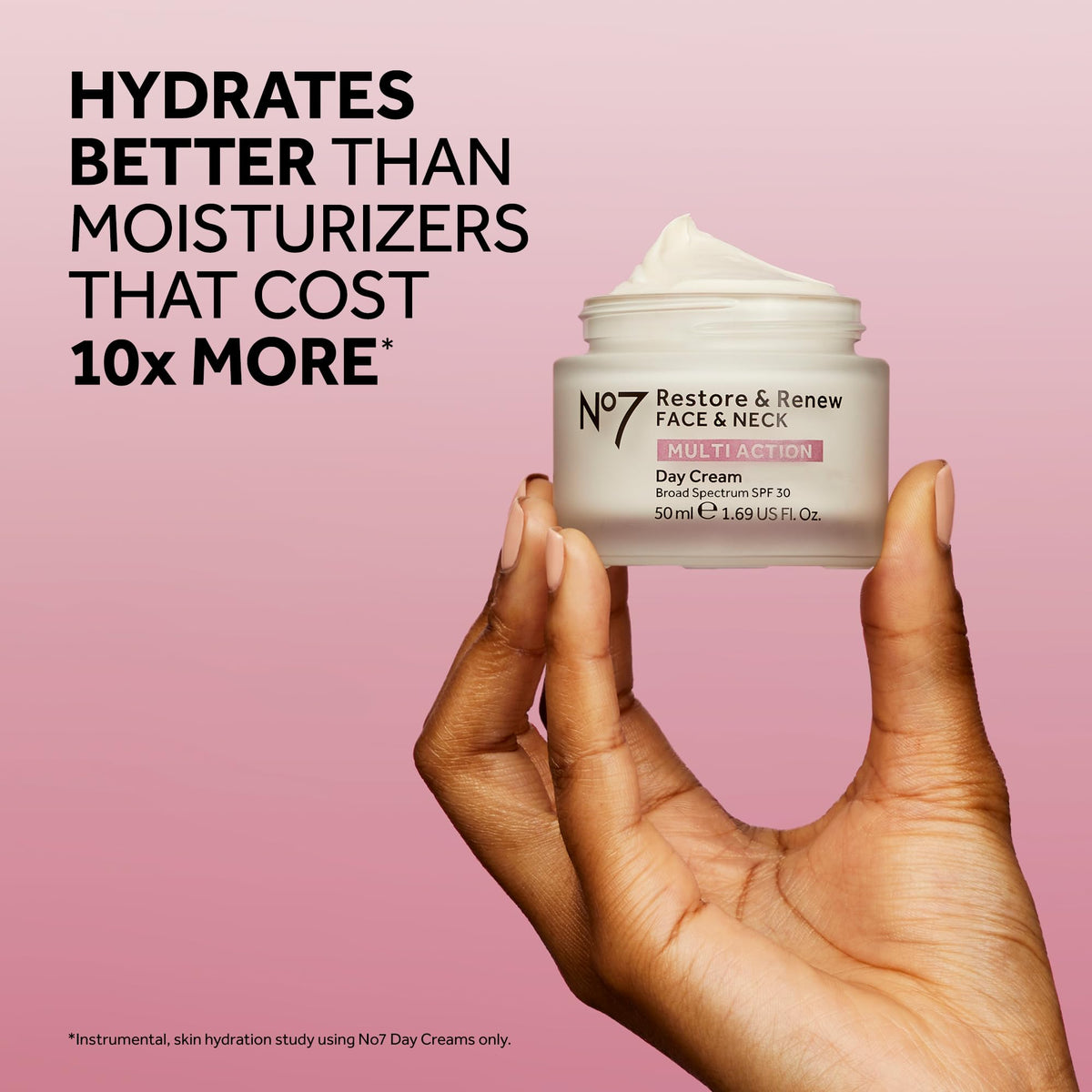 No7 kit layout with day cream, dual serum, and night cream arranged for daily regimen