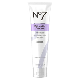 No7 front packaging showing cleanser bottle and label, clear product benefits