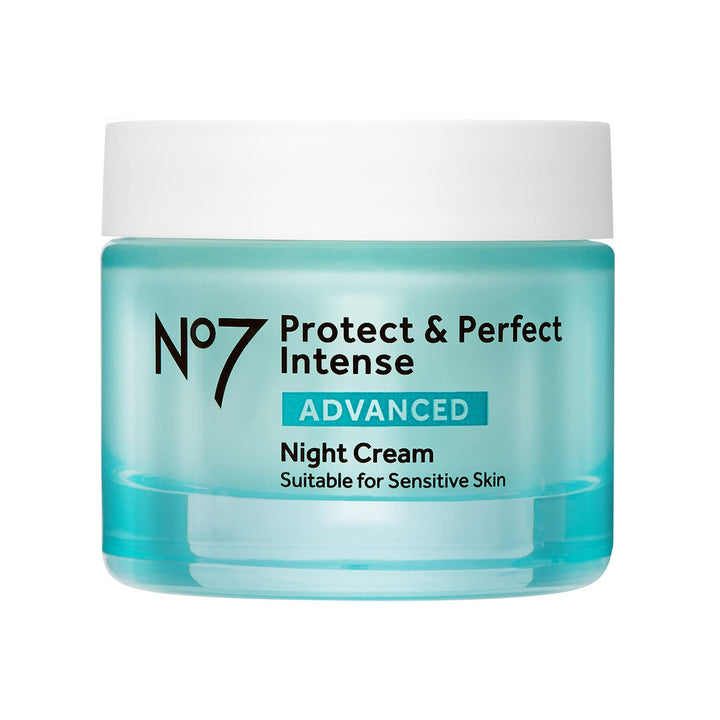 No7 night cream front jar showing packaging and product name, benefits visible
