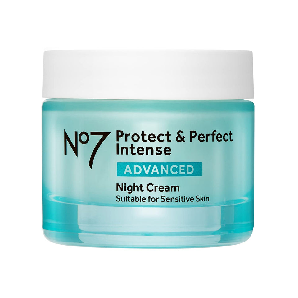No7 night cream front jar showing packaging and product name, benefits visible