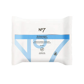 No7 dual pack front view showing biodegradable wipes and benefits