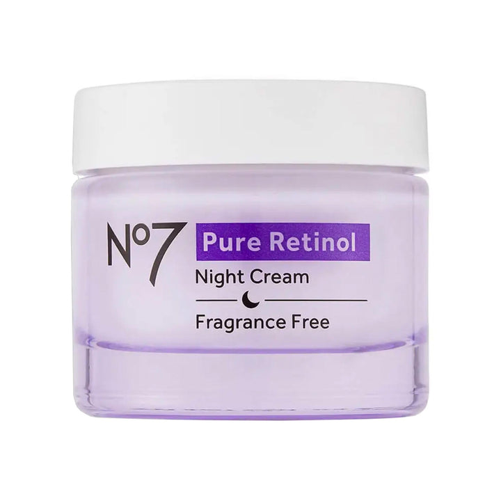 No7 front packaging displaying Pure Retinol Night Cream benefits and size