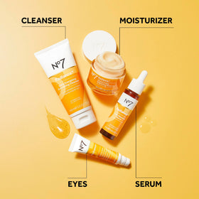 No7 serum swiped on hand showing sheen, brand delivers visible dewy glow