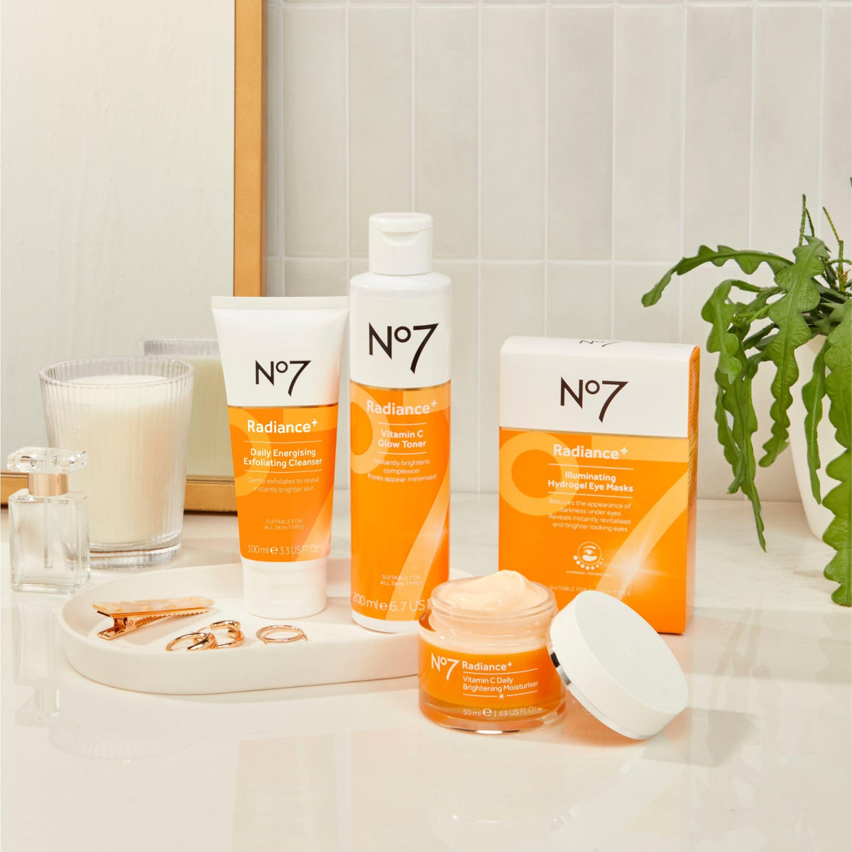 No7 lifestyle on bathroom shelf illustrating integration into daily skincare routine