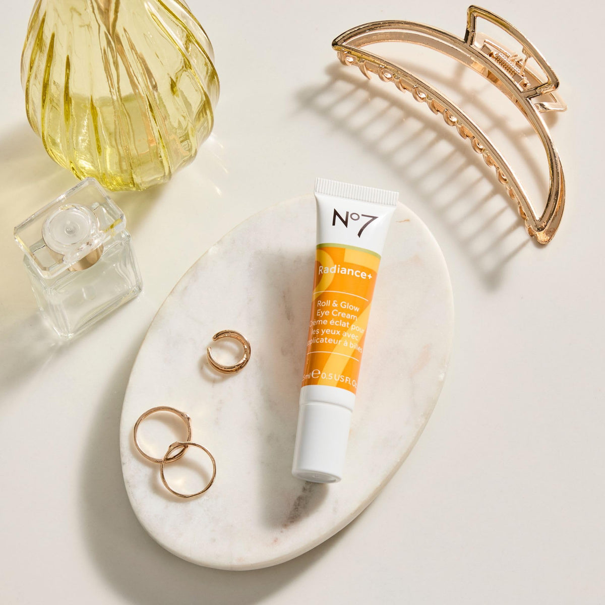No7 label and ingredient panel close-up highlighting vitamin C and caffeine