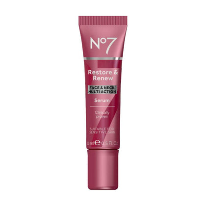 No7 bottle front view showing product branding and elegant packaging benefit clarity