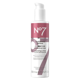 No7 bottle front view showing packaging and benefits for age-defying cleansing