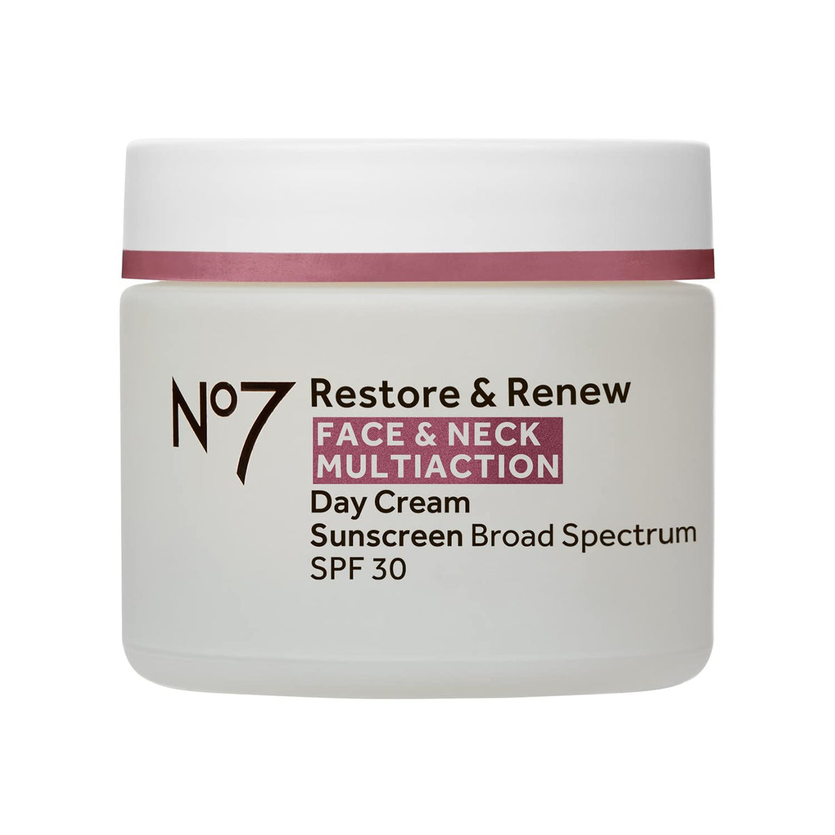 No7 front jar showing label and product for visible firming benefits