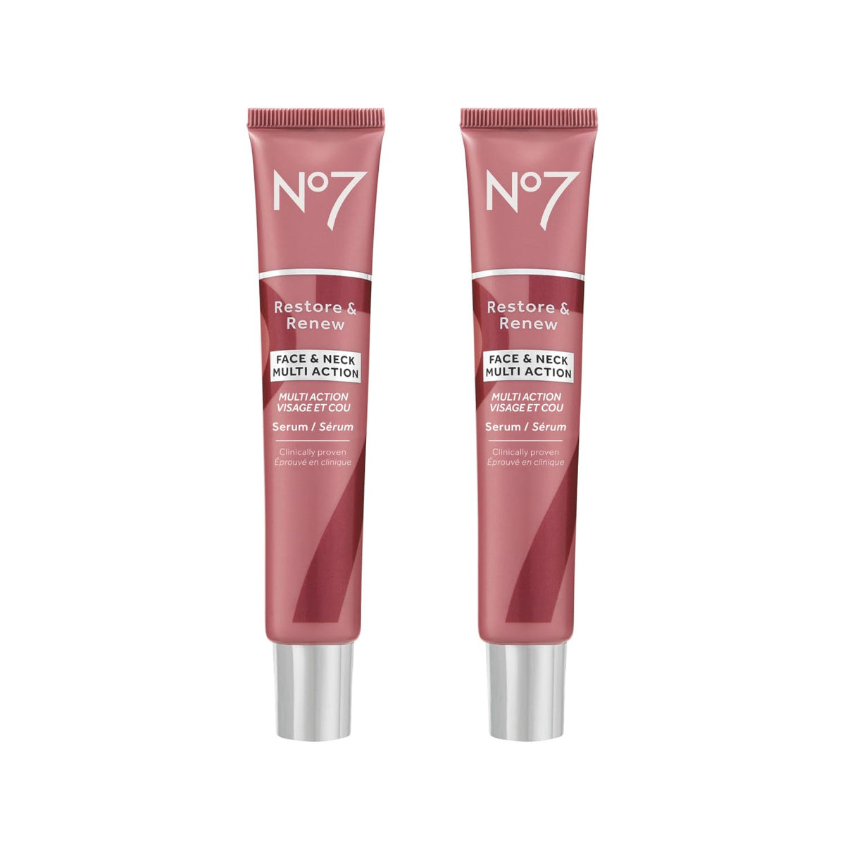 No7 front packaging showing dual bottle benefit and product clarity