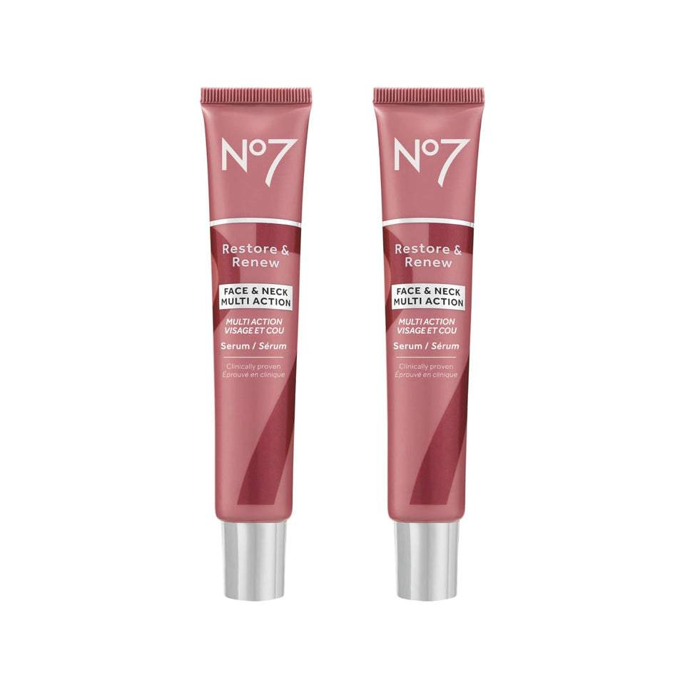 No7 front packaging showing dual bottle benefit and product clarity