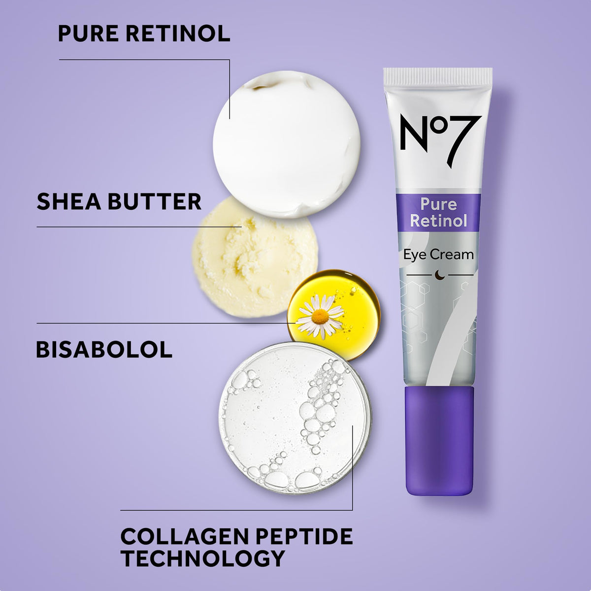 No7 ingredients label close-up showing key actives like retinol and peptides