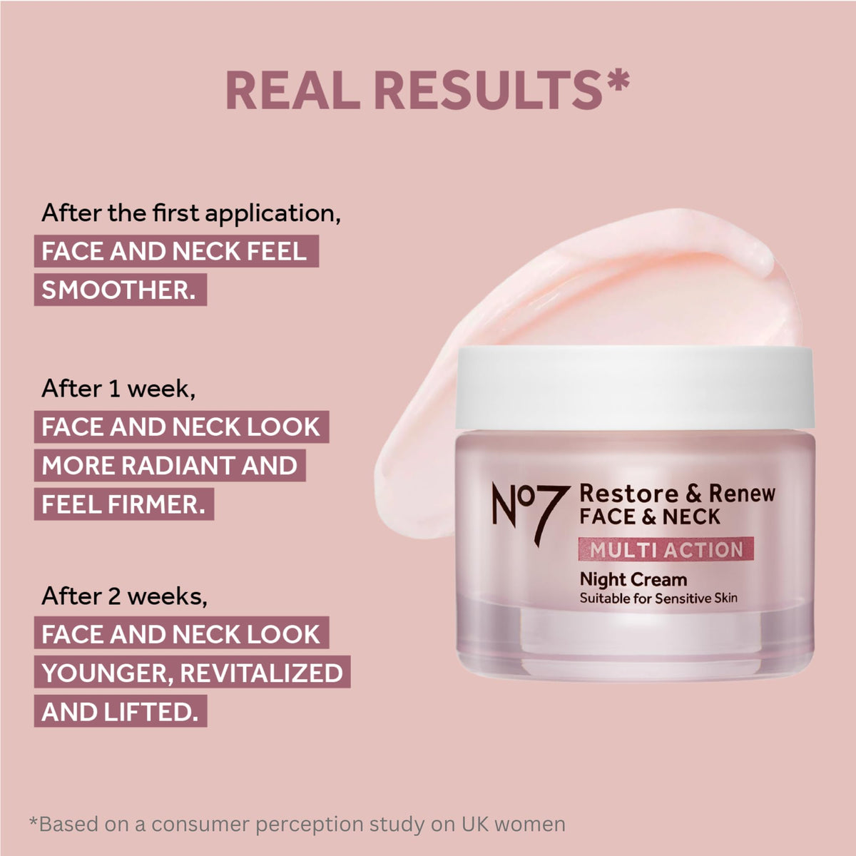 No7 serum being applied to neck to illustrate targeted firming and smoothing benefit