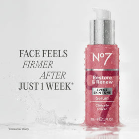 No7 serum texture drop illustrating lightweight absorption and smooth feel
