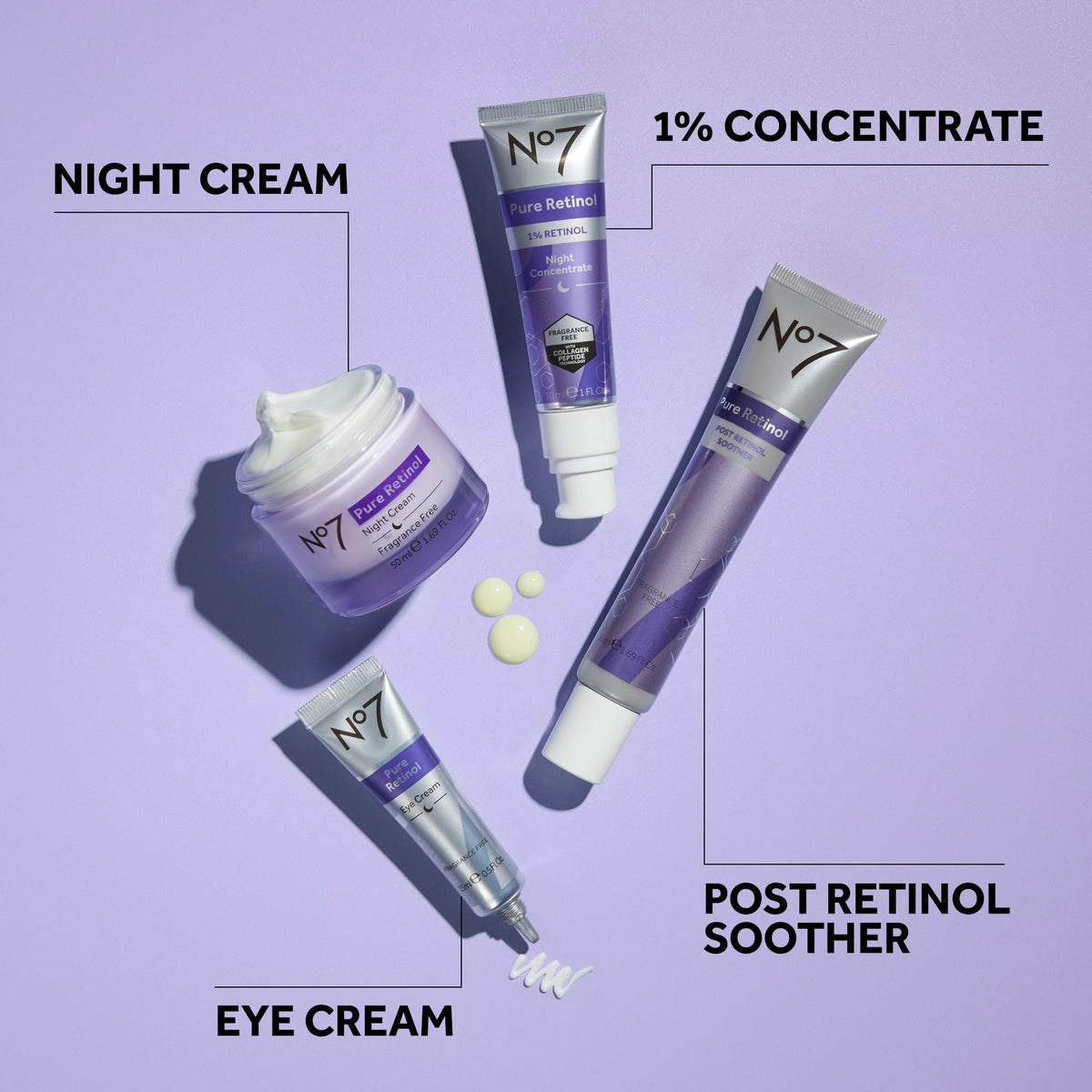 No7 bottle beside common items to show compact 30ml travel-friendly size