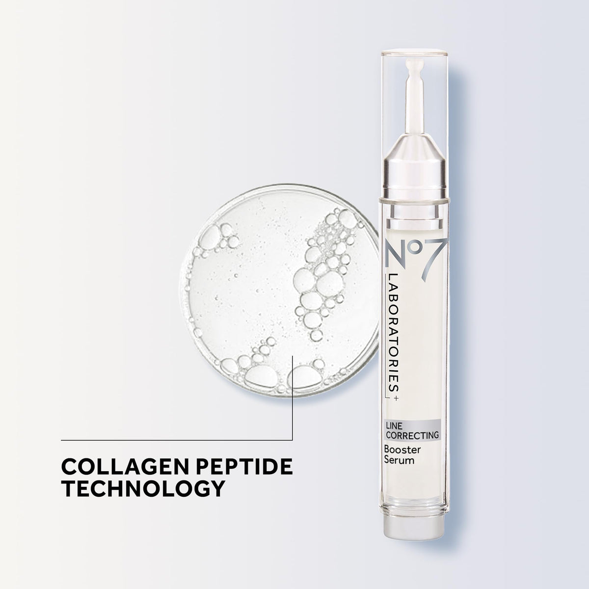 No7 being applied around eye area, targeted wrinkle smoothing benefit