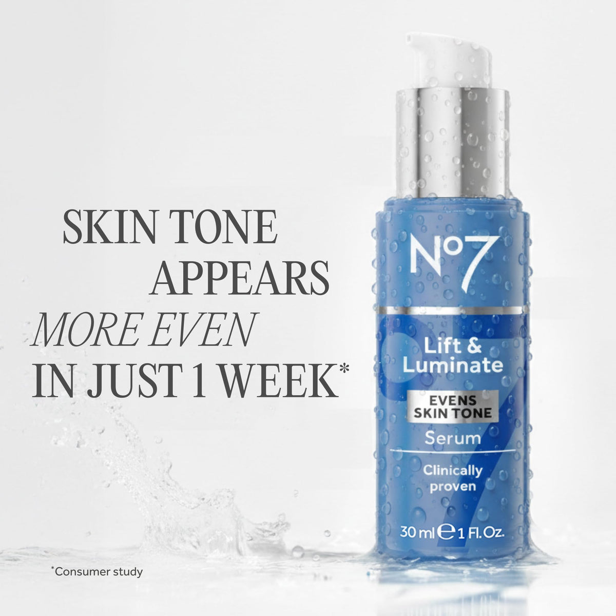 No7 serum texture close-up highlighting smooth consistency and hydration