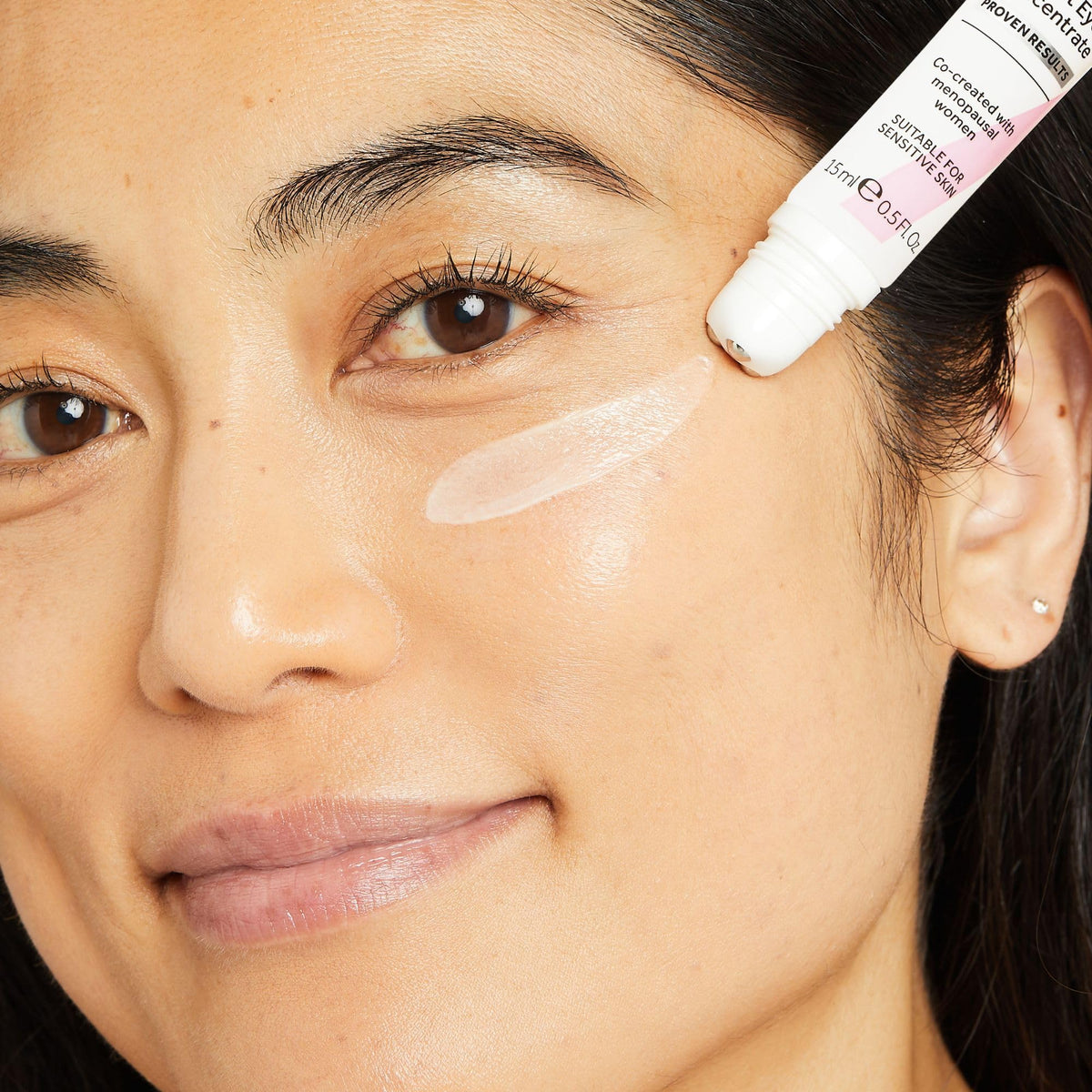 No7 concentrate texture on fingertip demonstrating lightweight hydration