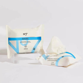 No7 wipe removing waterproof mascara demonstrating effective makeup removal