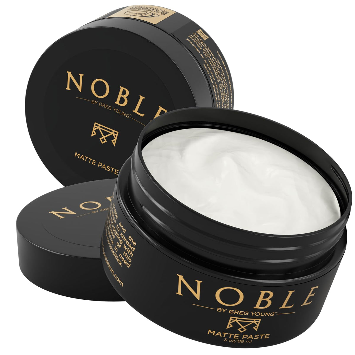 Noble By Greg Young front packaging showing compact 3 oz jar and matte branding benefit