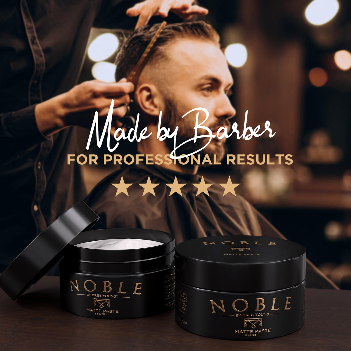 Noble By Greg Young 3 oz jar beside ruler for clear size and travel-friendly benefit