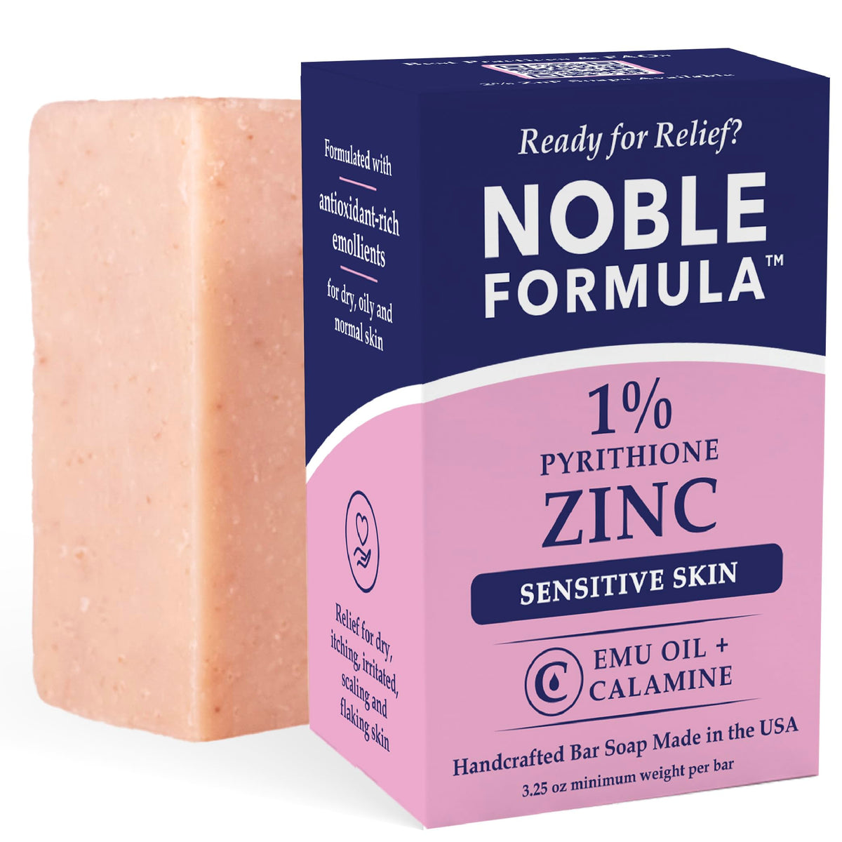 Noble Formula soap bar front packaging showing product benefit