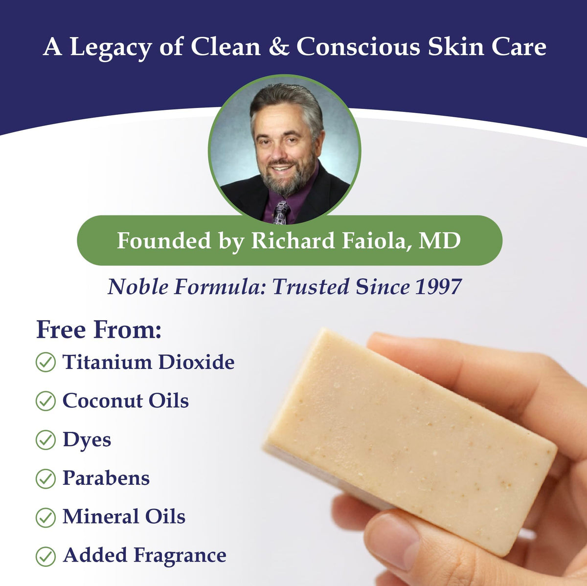 Noble Formula rich lather on washcloth illustrating gentle cleansing