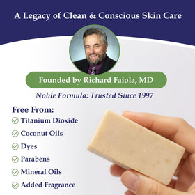 Noble Formula rich lather on washcloth illustrating gentle cleansing