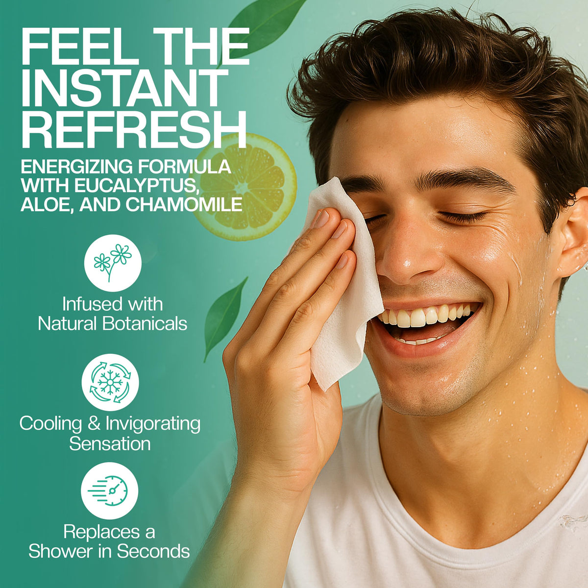 Using The Nobleman wipe on face to remove sweat and feel refreshed quickly