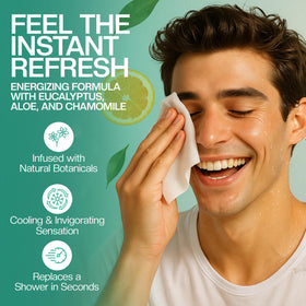 Using The Nobleman wipe on face to remove sweat and feel refreshed quickly