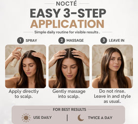 NOCTE botanical complex flatlay with rosemary and biotin showing nourishing scalp benefit