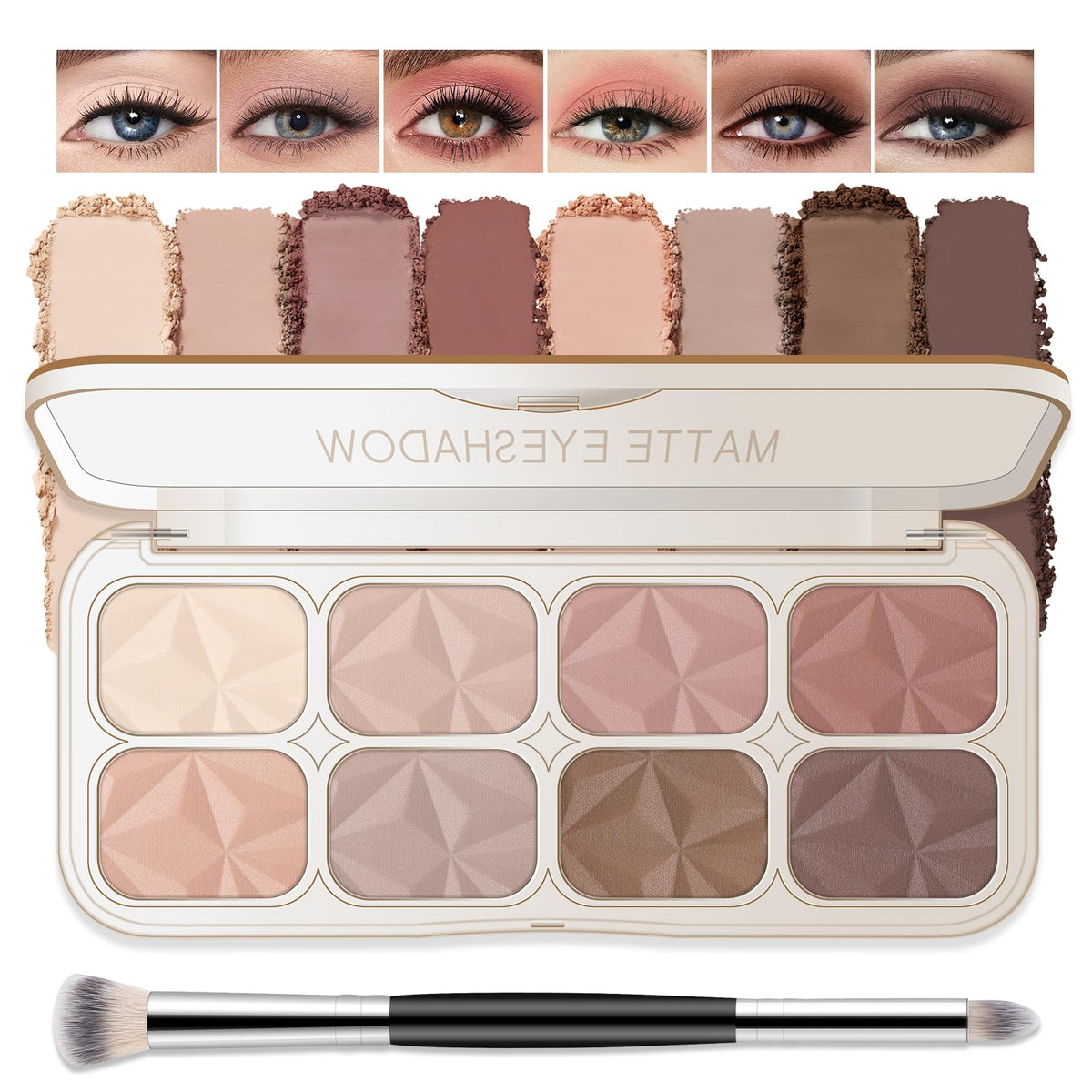 Noerrors palette front packaging showing eight matte shades and elegant embossing for gifting