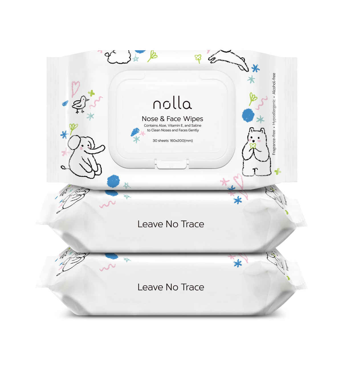 Nolla front packaging three packs with hygienic resealable lid benefit