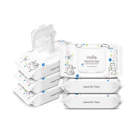 Nolla front packaging showing six 30-count compostable packs and benefits