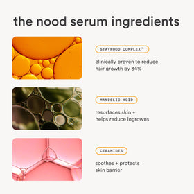 Nood serum texture drop on fingertip highlighting fast absorption