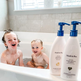 Noodle & Boo used in baby bath scene showing calm baby and soothing benefit