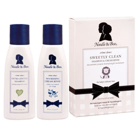 Noodle & Boo front packaging showing both shampoo and cream rinse, reassurance for gentle care