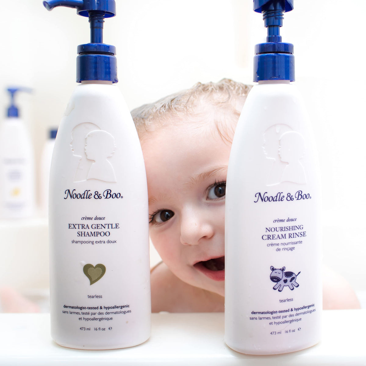 Noodle & Boo shampoo texture on hand illustrating hydration and softness benefit